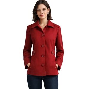 Marcona Wool-Free Red Single Breasted Tailored Jacket Size 10 Open To Offers